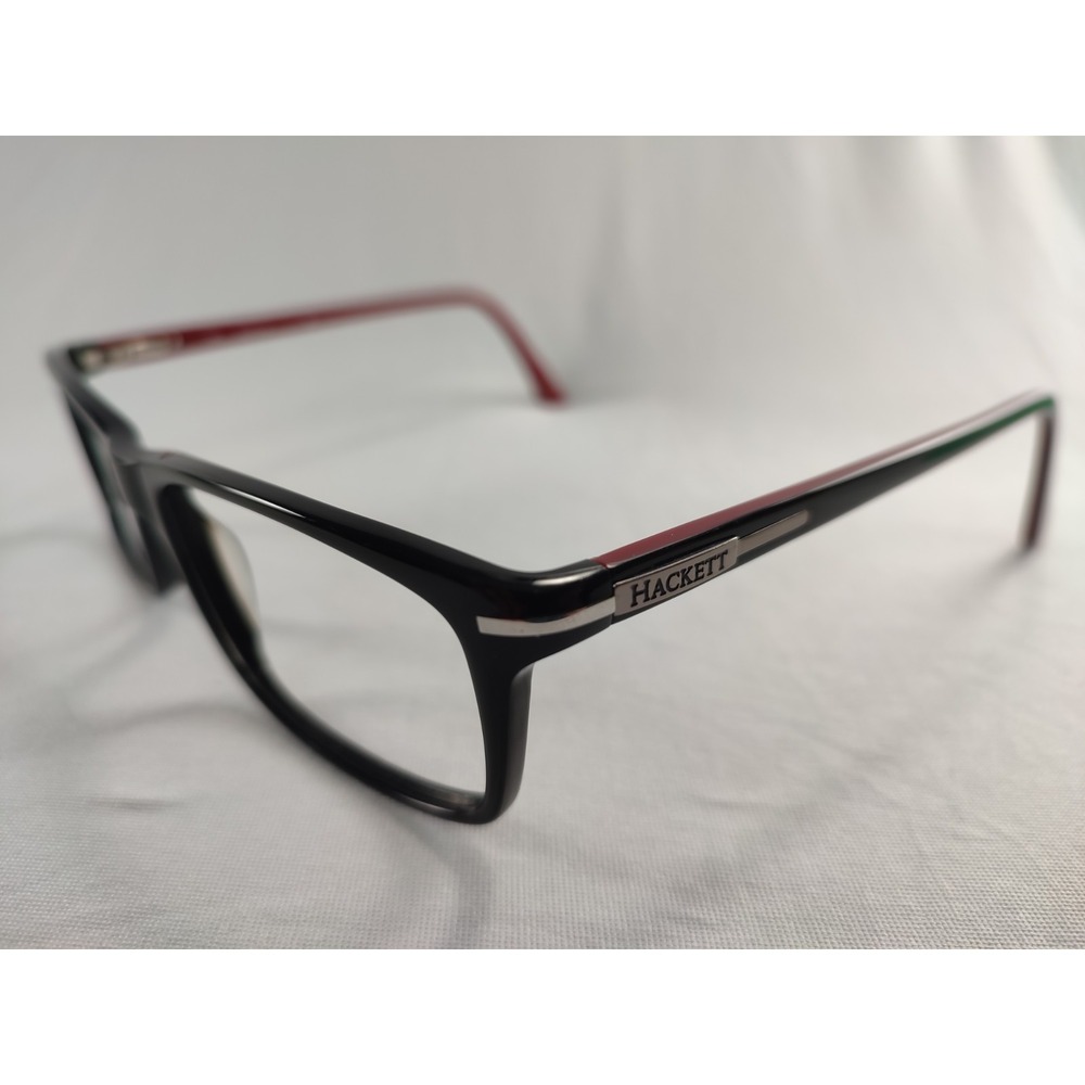 Hackett London HEK 1130 01 Black Red Rectangular Eyeglass Frames‎ 58-18-150
